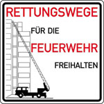 Hinweisschilder f�r  Feuerwehrzufahrten