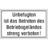 Hinweisschilder zur Betriebskennzeichnung