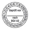 Pr�fplaketten - Gepr�ft von_ nach BGV A3 /
