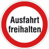 Hinweisschilder f�r Ausfahrten Ausfahrt freihalten
