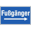 Hinweisschilder zur Baustellenkennzeichnung Fu�g�nger (mit Richtungspfeil nach rechts)
