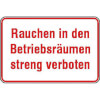 Hinweisschild zur Betriebskennzeichnung Rauchen in den Betriebsr�umen streng verboten