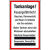 Hinweisschild f�r Tankanlagen und Garagen Warnhinweise f�r Tankanlagen
