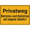 Hinweisschilder zur Grundbesitzkennzeichnung Privatweg - Betreten und Befahren auf eigene Gefahr!