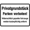 Hinweisschilder zur Grundbesitzkennzeichnung Privatgrundst�ck - Parken verboten