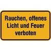 Hinweisschilder zur Betriebskennzeichnung Rauchen, offenes Licht und Feuer verboten