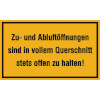 Hinweisschilder zur Betriebskennzeichnung Zu- und Abluft�ffnungen sind in vollem Querschnitt