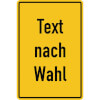 Aluminiumschild, erhaben gepr�gt, mit Text nach Wahl Grundfarbe gelb, Schrift schwarz, Ecken rund,