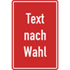 Aluminiumschild, erhaben gepr�gt, mit Text nach Wahl Grundfarbe rot, Schrift wei�, Ecken rund,