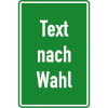 Aluminiumschild, erhaben gepr�gt, mit Text nach Wahl Grundfarbe gr�n, Schrift wei�, Ecken rund,