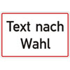 Aluminiumschild, erhaben gepr�gt, mit Text nach Wahl Grundfarbe wei�, Schrift schwarz Rand rot, Ecken rund,
