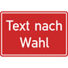 Aluminiumschild, erhaben gepr�gt, mit Text nach Wahl Grundfarbe rot, Schrift wei�, Ecken rund,