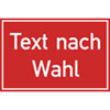 Folienschild, mit Text nach Wahl Grundfarbe rot, Schrift wei�,