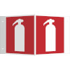 Brandschutzschilder - nachleuchtend als Winkelschild, Symbol: Feuerl�scher (International)