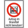 Verbots-Kombischild Aufzug im Brandfall nicht benutzen