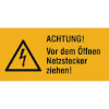 Warn-Kombischilder auf Bogen Achtung! Vor dem �ffnen Netzstecker ziehen