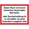 Brandschutzschilder Dieser Raum wird durch Ionisations-Feuermelder...