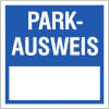 Parkausweis-Vignette, blau mit Freifeld zur Selbstbeschriftung