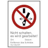Verbots-Kombischild Nicht schalten es wird gearbeitet
