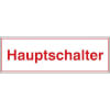 Hinweisschilder auf Bogen Hauptschalter