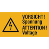 Warn-Kombischilder auf Bogen Vorsicht Spannung/ zweisprachig (D / GB)