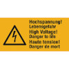 Warn-Kombischilder auf Bogen Hochspannung Lebensgefahr/ 3-sprachig (D / GB / F)
