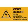 Warn-Kombischilder auf Bogen Vorsicht Spannung Auch bei ausgeschaltetem Netz-
