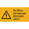Warn-Kombischilder auf Bogen Vor �ffnen des Geh�uses Netzstecker ziehen