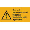 Warn-Kombischilder auf Bogen Licht- und Steckdosenstromkreis werden mit