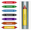 Rohrleitungskennzeichnung / Pfeilschilder Gruppenfarbe und Text nach Wahl,