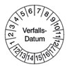 Pr�fplaketten - Verfalls-Datum wei�/schwarz