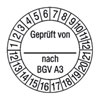 Pr�fplaketten - Gepr�ft von_ nach BGV A3 wei�/schwarz