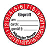 Pr�fplaketten - gepr�ft am: durch: gem��: wei�/rot/schwarz