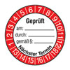 Pr�fplaketten - gepr�ft am: durch: gem��: wei�/rot/schwarz