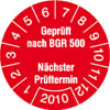 Pr�fplaketten - Gepr�ft nach BGR 500 N�chster Pr�ftermin