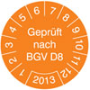 Pr�fplakette Gepr�ft nach BGV D8 2013
