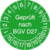 Pr�fplakette Gepr�ft nach BGV D27 15-20
