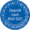 Pr�fplakette Gepr�ft nach BGV D27 16-21
