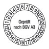 Pr�fplaketten - Gepr�ft nach BGV A3 wei�/schwarz