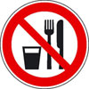 Minisymbole f�r Betriebsanweisungen auf Bogen Essen und Trinken verboten