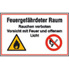 Hinweisschilder zur Betriebskennzeichnung Feuergef�hrdeter Raum, Rauchen verboten
