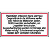 Hinweisschilder f�r Gewerbe und Privat Hinweise zur M�lltonnenbenutzung