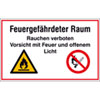 Hinweisschild f�r feuer- und explosionsgef�hrdete Stoffe Feuergef�hrdeter Raum