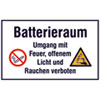 Hinweisschild f�r feuer- und explosionsgef�hrdete Stoffe Batterieraum