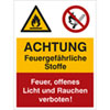 Warn- Verbots- Kombischild Achtung Feuergef�hrliche Stoffe