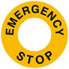 Maschinenkennzeichnung Not Aus gelb/schwarz Text: Emergency Stop