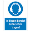 Gebots-Kombischild, In diesem Bereich Geh�rschutz tragen!