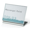 NEW AGE Tischaufsteller mit Schild edle Optik, silbermatte Aluminiumprofile,
