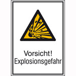 Kombischilder mit Warnzeichen und Zusatzschilder