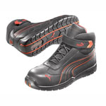 Sicherheitsschuhe Fu�schutz S3 HRO PUMA Moto Protect, Stiefel, schwarz-rot , m. Kunststoffkappe,